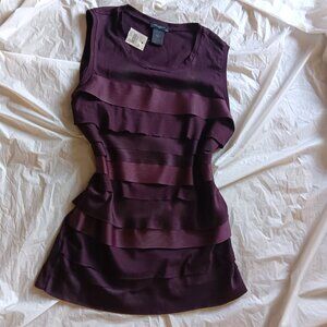 ANN TAYLOR BURGANDY RIBBONED SHIRT, Cotton Blend, Small, NWT